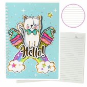 Notebook Notebook Lined Cat Unicorn Ice Cream Rainbow Turquoise A5 60