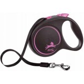 Flexi automatic leash Black Design L tape 5 m color pink.