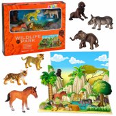 Laukinių gyvūnų figūrėlių rinkinys Leopardas Tigras Dramblys Arklys Parkas 3D lenta
