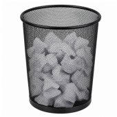 Biuro šiukšliadėžė, metalinis tinklelis, apvali, juoda, 10 l