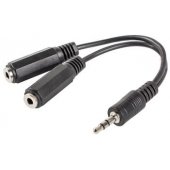 *Adapterio kištukas (M) -> Jack (F)x2 10cm juodas