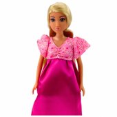 Anlily Pregnant Doll Pink Satin Dress Long Hair