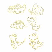 „Pasidaryk pats“ kūrybinis rinkinys, vitražiniai raktų pakabukai, dinozaurai, markeriai, 6 vnt.