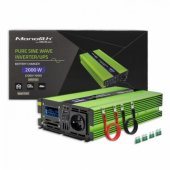 Qoltec Monolith maitinimo adapteris/ inverteris Auto 2000 W žalias