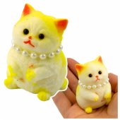 Sensory Squishy Soft Kitten with Pearls White and Yellow 7.5cm