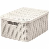 Curver koszyk pojemnik z pokrywą RATTAN Style M kremowy (46818)