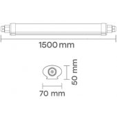 LED vandeniui atsparus 50 W linijinis šviestuvas su PHILIPS diodais, 150 cm