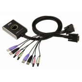 2 prievadų USB DVI/ garso kabelio KVM jungiklis su nuotoliniu prievadu