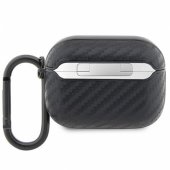 Carbon Double metalinio logotipo AirPods Pro dėklas, juodas