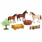 Set of Figures Animals Farm Horses Large Small Trees Fence 23 pcs.