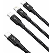 CAMLT-SC01 USB Type C į USB-C/ Lightning/ micro USB 1.5 m Juodas