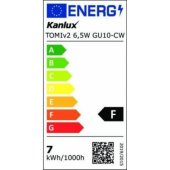 Kanlux LED lemputė TOMIv2 6-5W GU10-CW 650lm 6500K šalta šviesa 34969