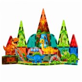 Spalvingi magnetiniai konstravimo blokeliai, dinozaurai, ugnikalnis, 43 vnt.