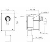 Built-in siphon body with 1 connection for basin/ washing machine