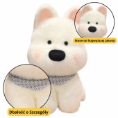 Plush Mascot Cuddly Toy Dog With Blue Scarf White 33cm