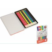 Fiorello Super Soft minkšti spalvoti pieštukai, 12 spalvų, metalinė pakuotė FIORELLO