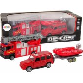 Gaisrinės automobilio, vilkiko ir motorinės valties rinkinys, Jeep, raudonas