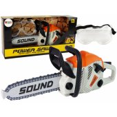 Chainsaw with moving chain + safety goggles Realistic look and sounds