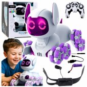 TOOBY nuotoliniu būdu valdomas robotas šuo RC 360°, šviesos ir garsai, baltas ir purpurinis