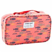 School Pencil Case Organizer Roomy Additional Pocket Fish Pink 21.5cm