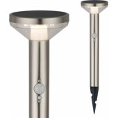 Solar LED lamp with sensor, matt chrome, IP44, 3 lighting mode