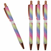 Metal Ballpoint Pen Automatic Glitter Blue Ink 1.0mm