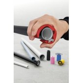 Knipex BiX, pipe cutter for plastic pipes and sealing sleeves (red/ blu