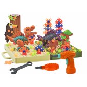 3D konstravimo dėlionės kaladėlės „pasidaryk pats“, išardomi dinozaurai su gręžtuvu
