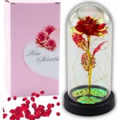 Eternal Rose In Glass Crystal Dome LED Lighting Red 21x11cm