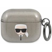 KLA3UKHGK Karl®s Head dėklas, skirtas AirPods 3, juodas blizgučiais