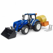bruder BRUDER New Holland T5.120 su priekiniu krautuvu, pakrovimo dėže ir šakėmis
