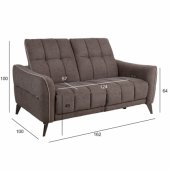 Recliner sofa CATHY 2-seater, electric, light brown