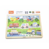 Viga Viga 51462 Puzzle na podkładce 24 elementy - pojazdy w mieście