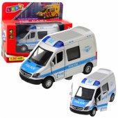 Metalinis policijos automobilis su atgal traukiamu varikliu, šviesomis ir garsais 1:32