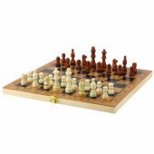 Classic 3-in-1 Logic Game Chess Checkers Backgammon Wooden