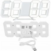 LED 3D Alarm Clock White