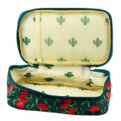 School Pencil Case Organizer Roomy Additional Pocket Cherries Green 21