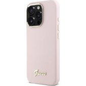 Silicone Script Metal Logo & Frame Case iPhone 16 Pro Max Pink