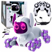 TOOBY nuotoliniu būdu valdomas robotas šuo RC 360°, šviesos ir garsai, baltas ir purpurinis