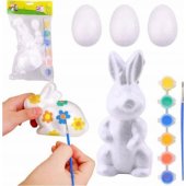 Easter Set Styrofoam Eggs 3pcs Bunny Figurine Paints