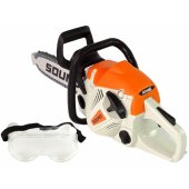 Chainsaw with moving chain + safety goggles Realistic look and sounds