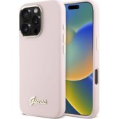 Silicone Script Metal Logo & Frame Case iPhone 16 Pro Pink