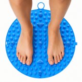 Apvalus pėdų masažo kilimėlis su akupresūros iškilimais, mėlynas, 33 cm