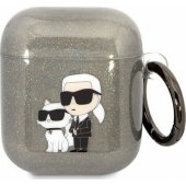 Gliter Karl&Choupette AirPods 1/ 2 cover black