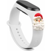 Kalėdinis dirželis Xiaomi Mi Band 3 / 4, Kalėdų Senelis – baltas