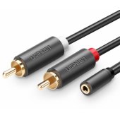 AV102 2x RCA laidas jack 3.5 mm 0,25m juodas