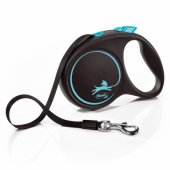 Flexi automatic leash Black Design M tape 5 m color blue.