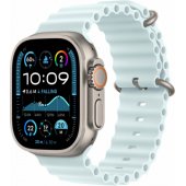 49mm Ice Blue Ocean Band Extension - Natural Titanium Finish