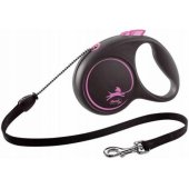 Flexi automatic leash Black Design M rope 5 m color pink.