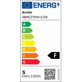 LED lemputės E27, G45, 4,5 W, 470 lm, 3000 K - šiltai balta